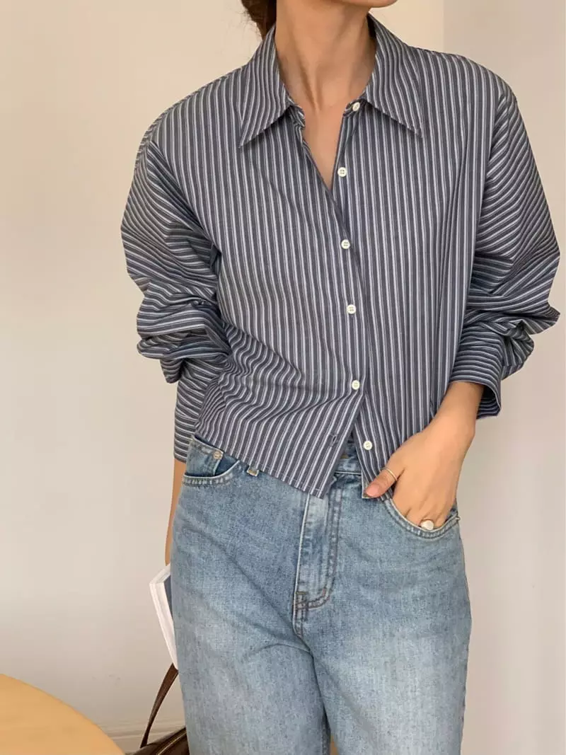 Refleur - Korean Women Fashion - #momslook - Roni Stripes Shirt - 2