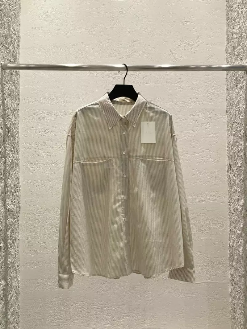 Refleur - Korean Women Fashion - #romanticstyle - Stripes Slit Pocket Shirt