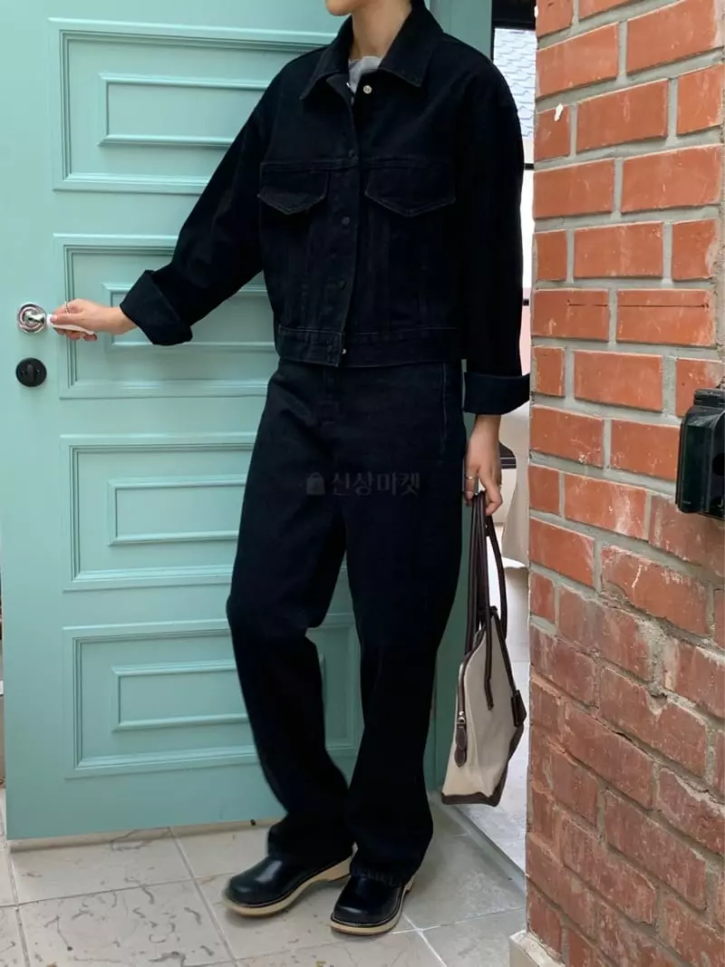 Refleur - Korean Women Fashion - #momslook - Black Denim Jacket - 4
