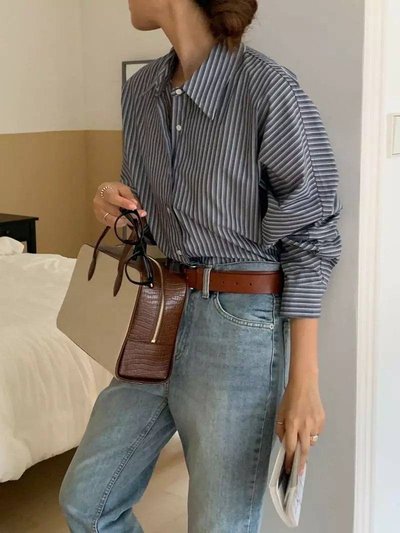 Refleur - Korean Women Fashion - #womensfashion - Roni Stripes Shirt - 5