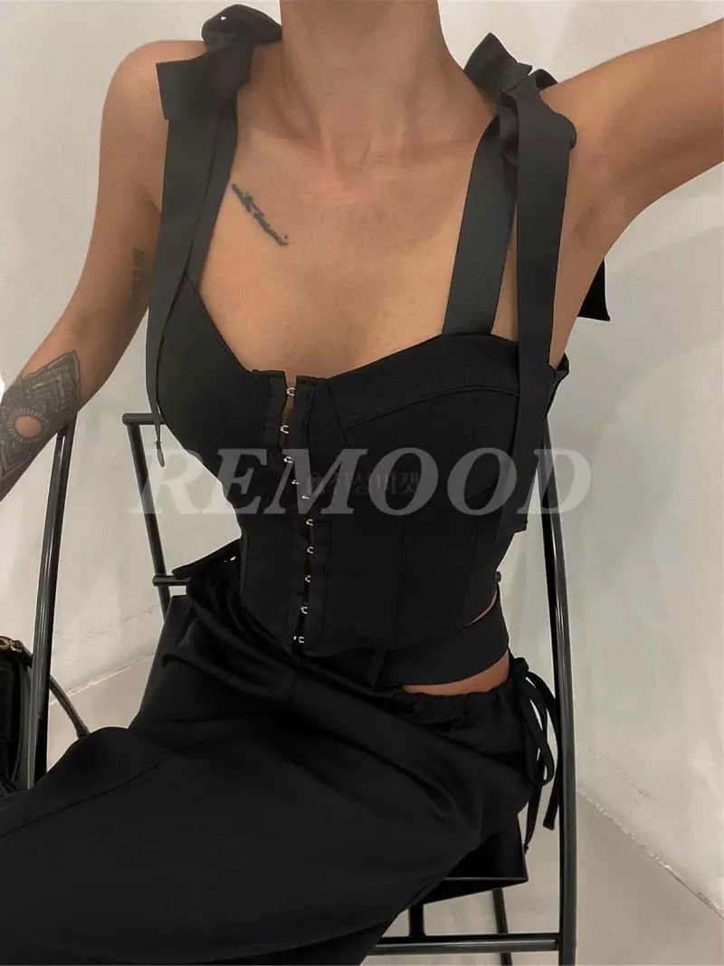 Remood - Korean Women Fashion - #momslook - Bustier Crop Tee - 7