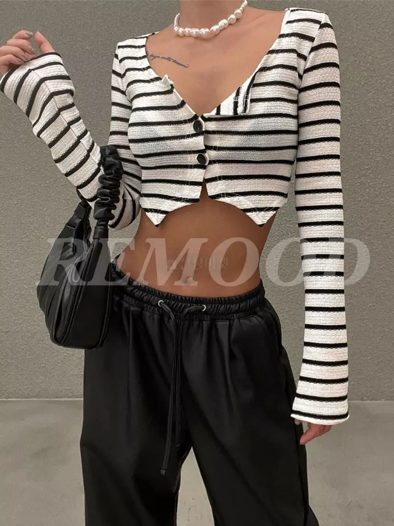 Remood - Korean Women Fashion - #momslook - Stripes Cardigan - 5