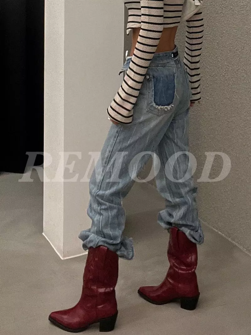 Remood - Korean Women Fashion - #womensfashion - Rain Long Jeans - 3