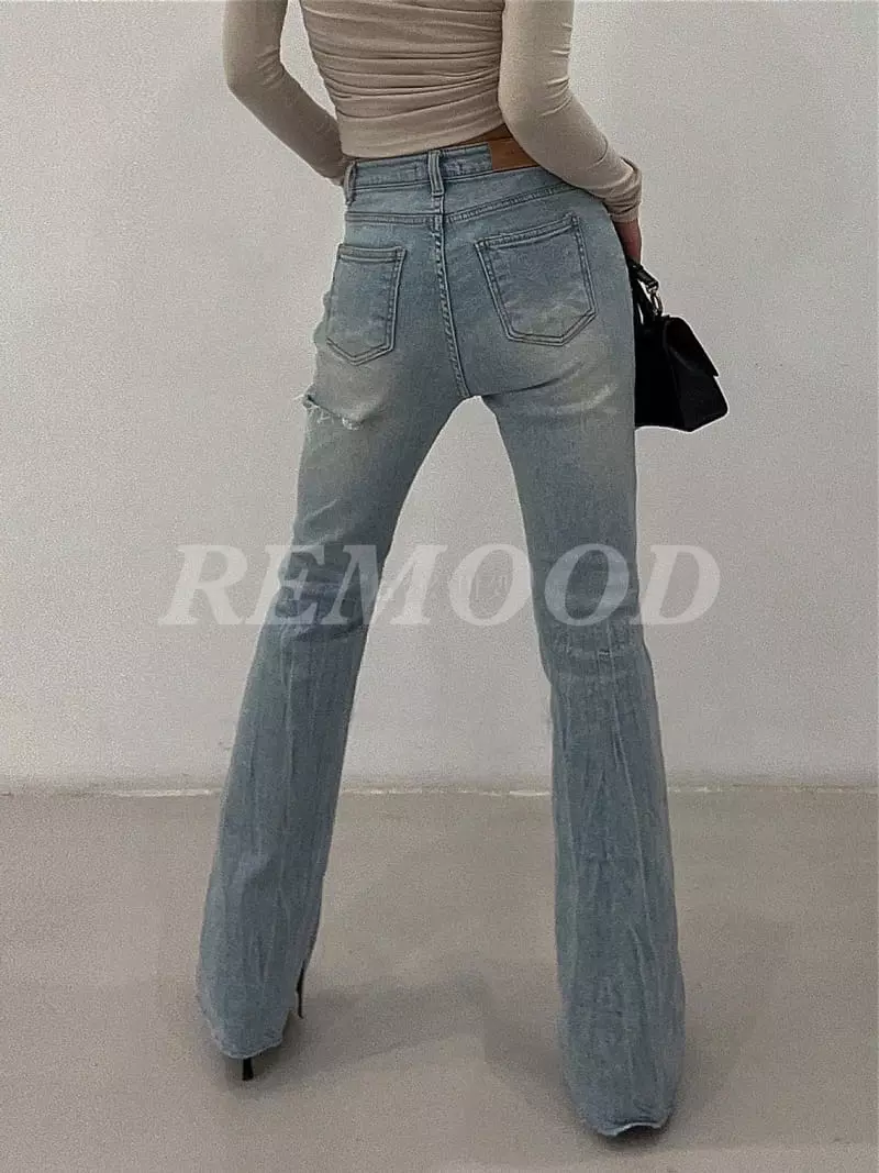 Remood - Korean Women Fashion - #momslook - Brush Jeans - 4