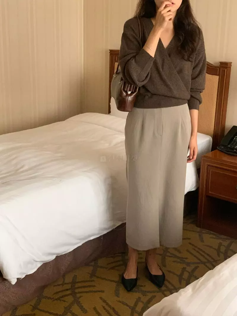 Renouveau - Korean Women Fashion - #momslook - Wrap Rin Knit - 3