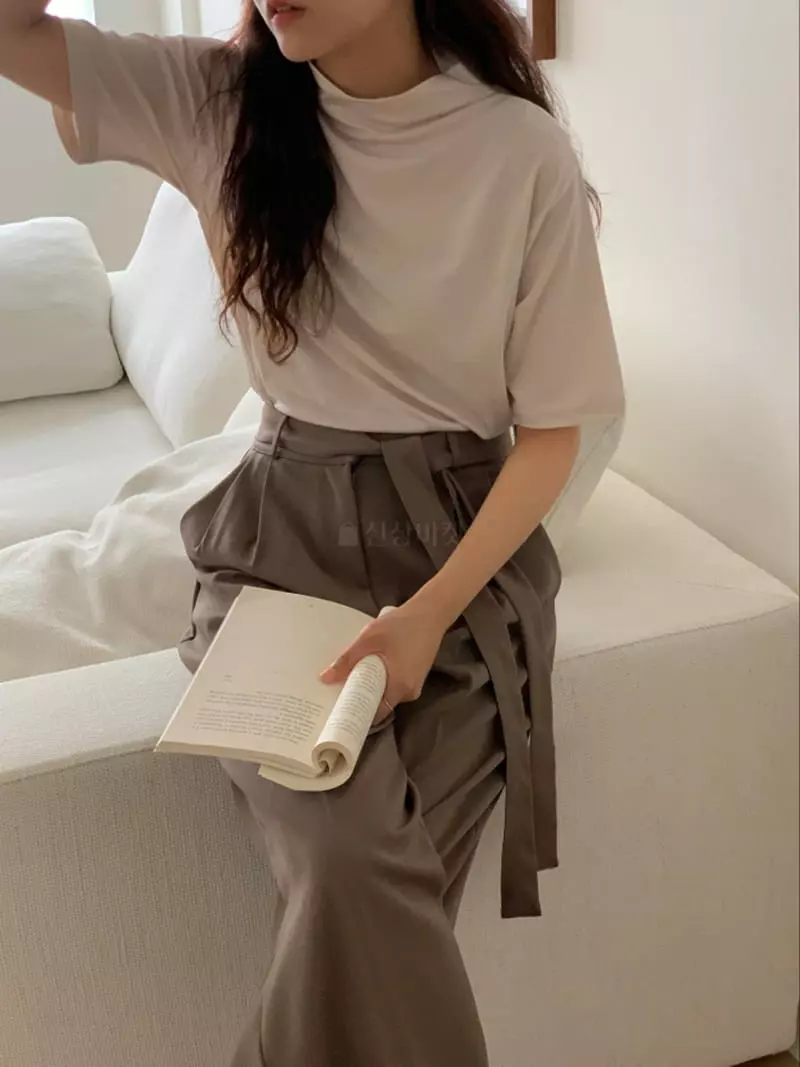 Renouveau - Korean Women Fashion - #momslook - Silket High Neck Tee - 6