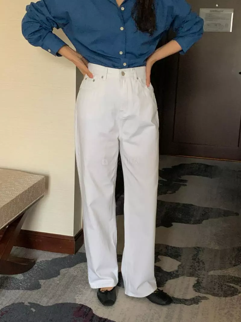 Renouveau - Korean Women Fashion - #romanticstyle - Cream Jeans - 3