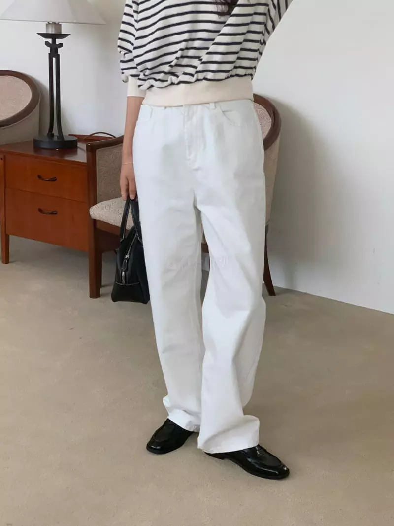 Renouveau - Korean Women Fashion - #romanticstyle - Cream Jeans - 4