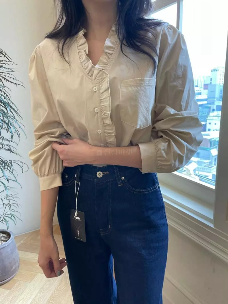 Reve - Korean Women Fashion - #momslook - Pocket Frill Shirt - 3