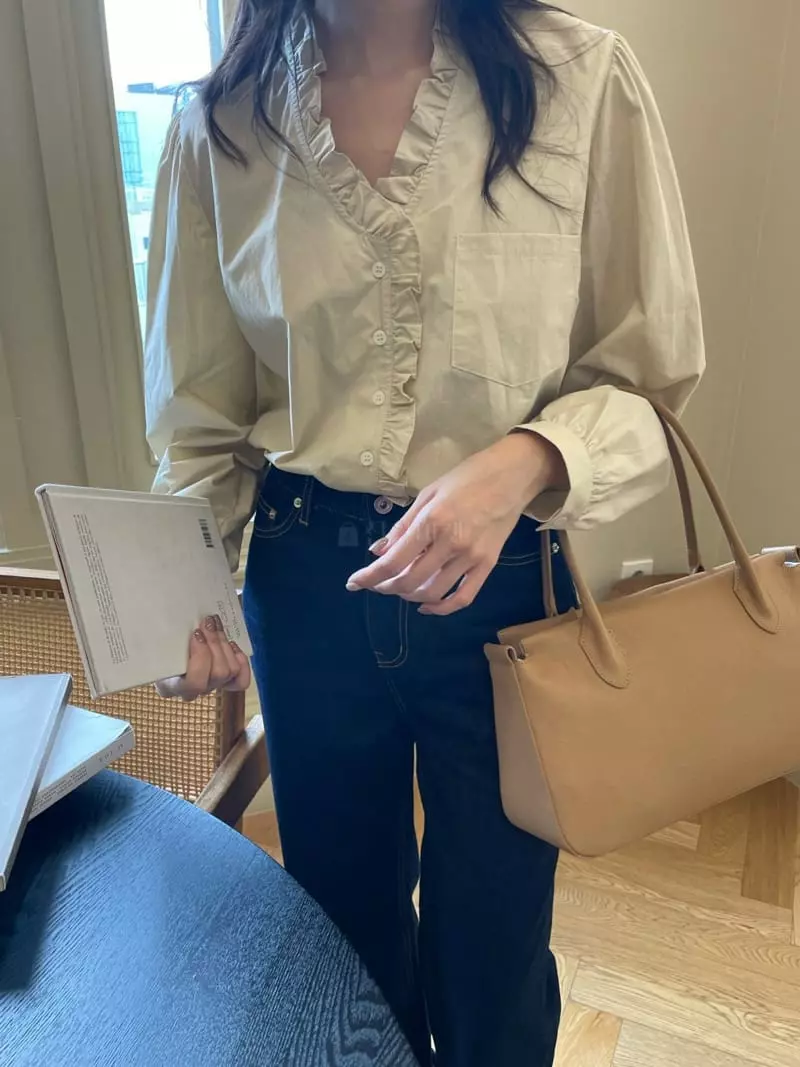 Reve - Korean Women Fashion - #momslook - Pocket Frill Shirt - 9