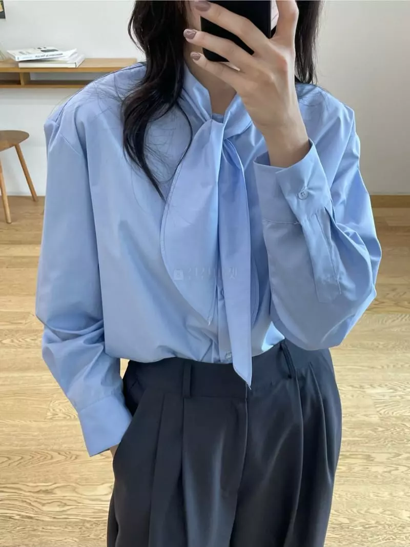 Reve - Korean Women Fashion - #momslook - Ribbon Shirt - 2