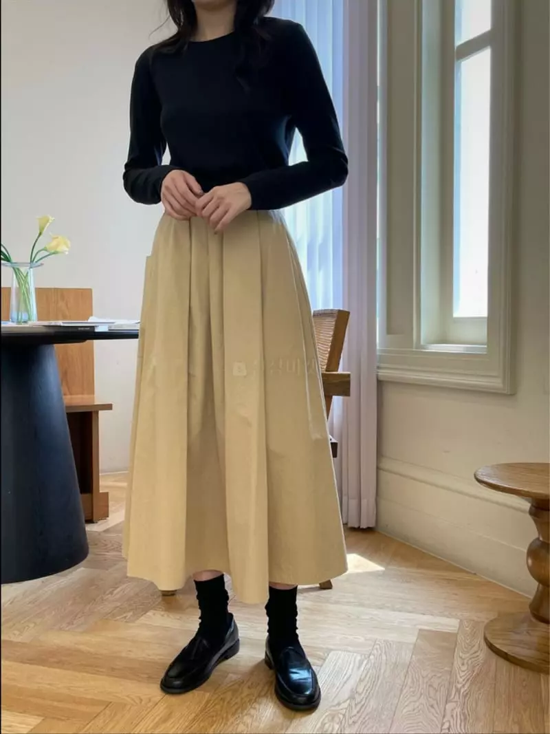 Reve - Korean Women Fashion - #restrostyle - Button Pintuck Skirt - 12