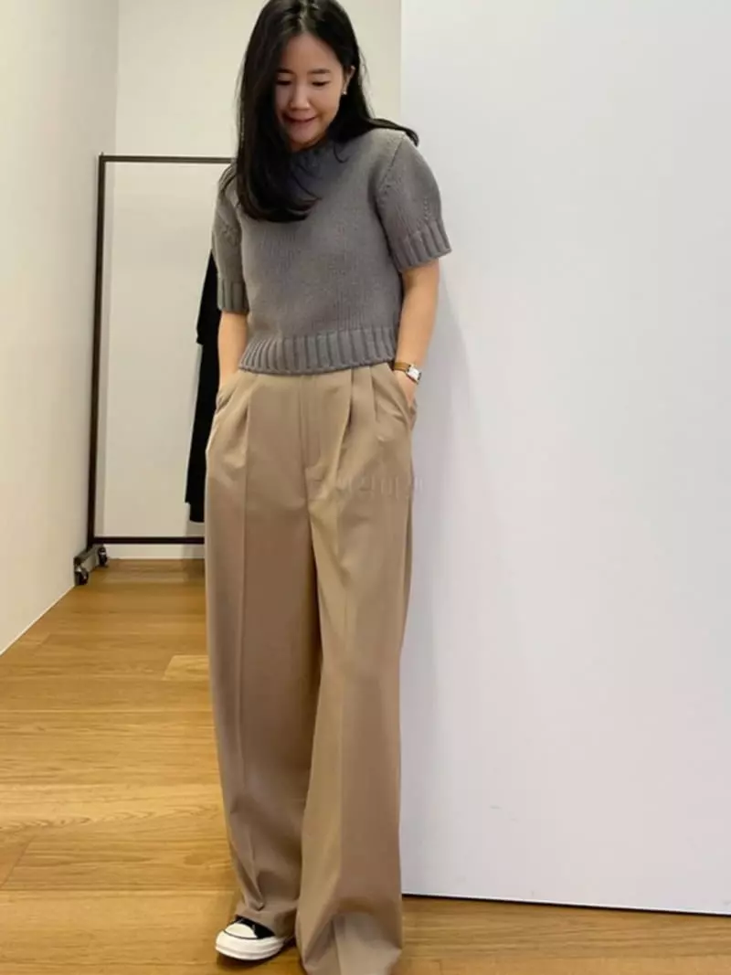 Reve - Korean Women Fashion - #vintageinspired - Banding Two Tuck Pants - 7