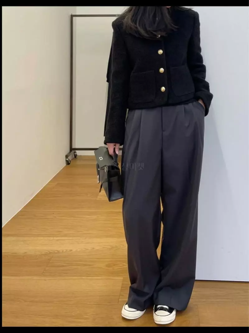 Reve - Korean Women Fashion - #vintagekidsstyle - Banding Two Tuck Pants - 8