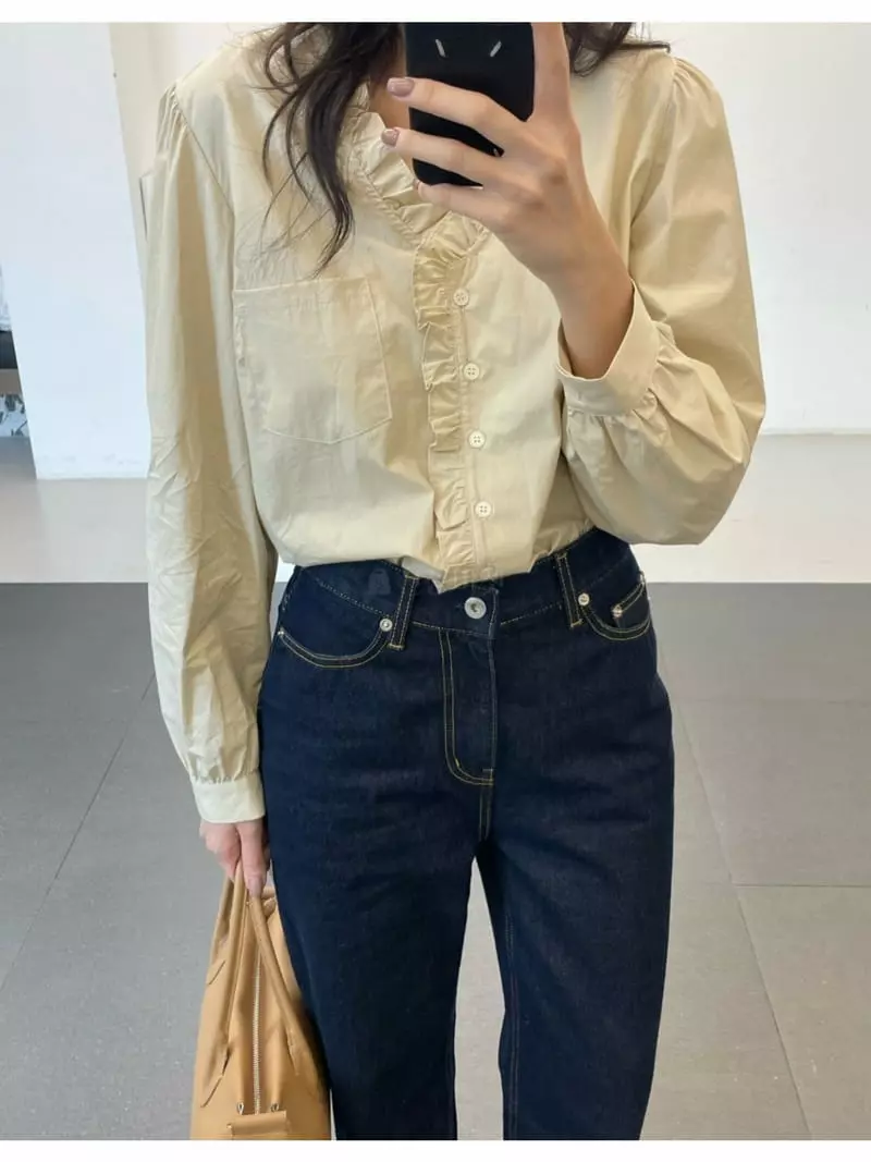 Reve - Korean Women Fashion - #womensfashion - Pocket Frill Shirt - 10