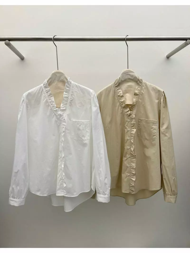 Reve - Korean Women Fashion - #womensfashion - Pocket Frill Shirt - 2