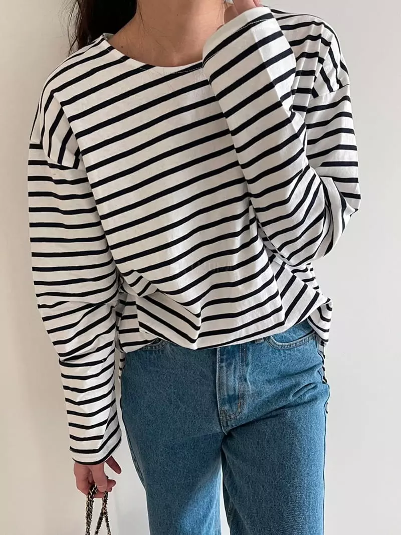 Ripple - Korean Women Fashion - #womensfashion - Art Stripes Tee - 2