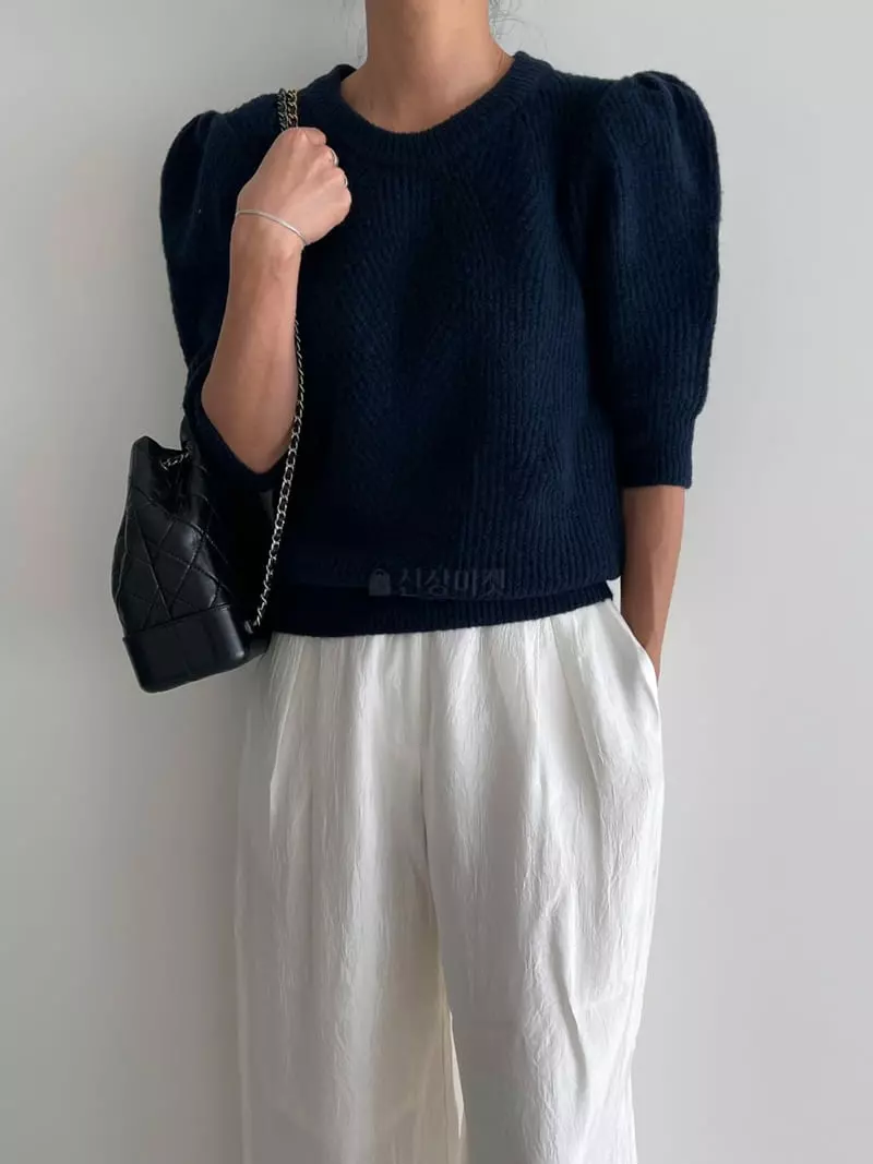 Ripple - Korean Women Fashion - #womensfashion - Mone Puff Knit Tee - 2