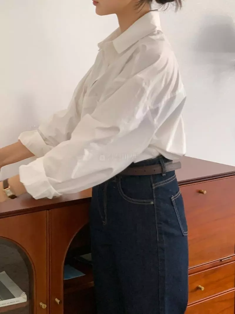 Room698 - Korean Women Fashion - #momslook - Loose Fit Simple Shirt - 11