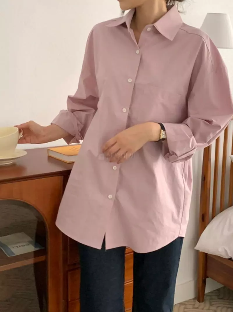 Room698 - Korean Women Fashion - #momslook - Loose Fit Simple Shirt - 7