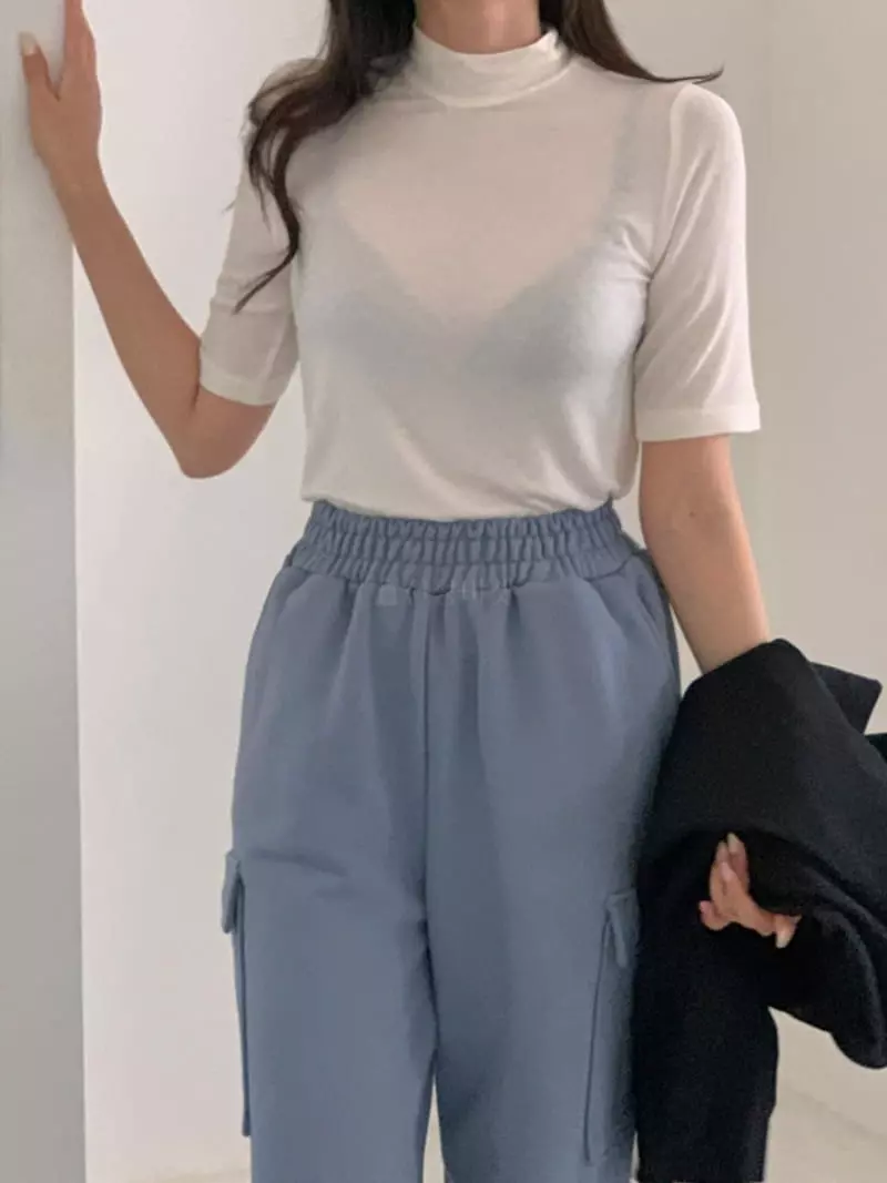 Room698 - Korean Women Fashion - #momslook - 5 Half Turtleneck Tee - 7