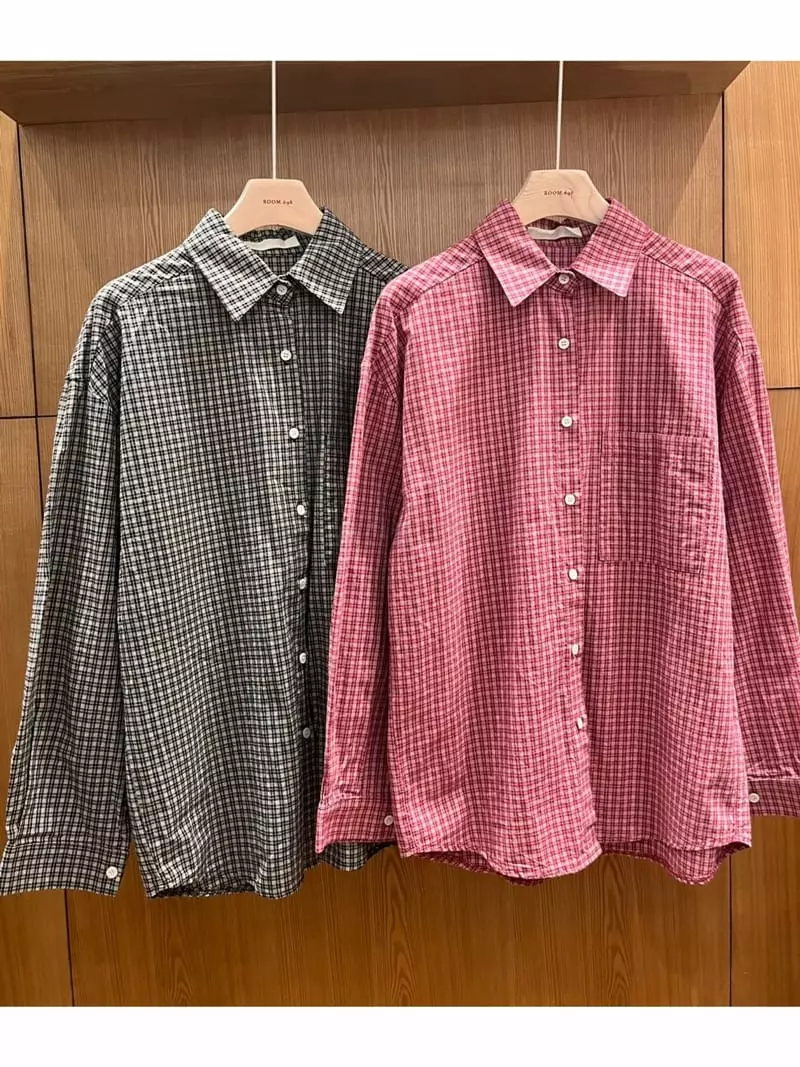 Room698 - Korean Women Fashion - #romanticstyle - Water Washing Check Shirt - 2