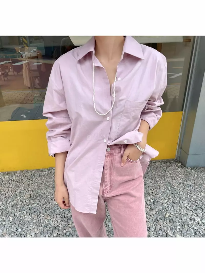 Room698 - Korean Women Fashion - #romanticstyle - Loose Fit Simple Shirt