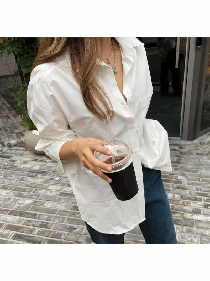 Room698 - Korean Women Fashion - #womensfashion - Loose Fit Simple Shirt - 6