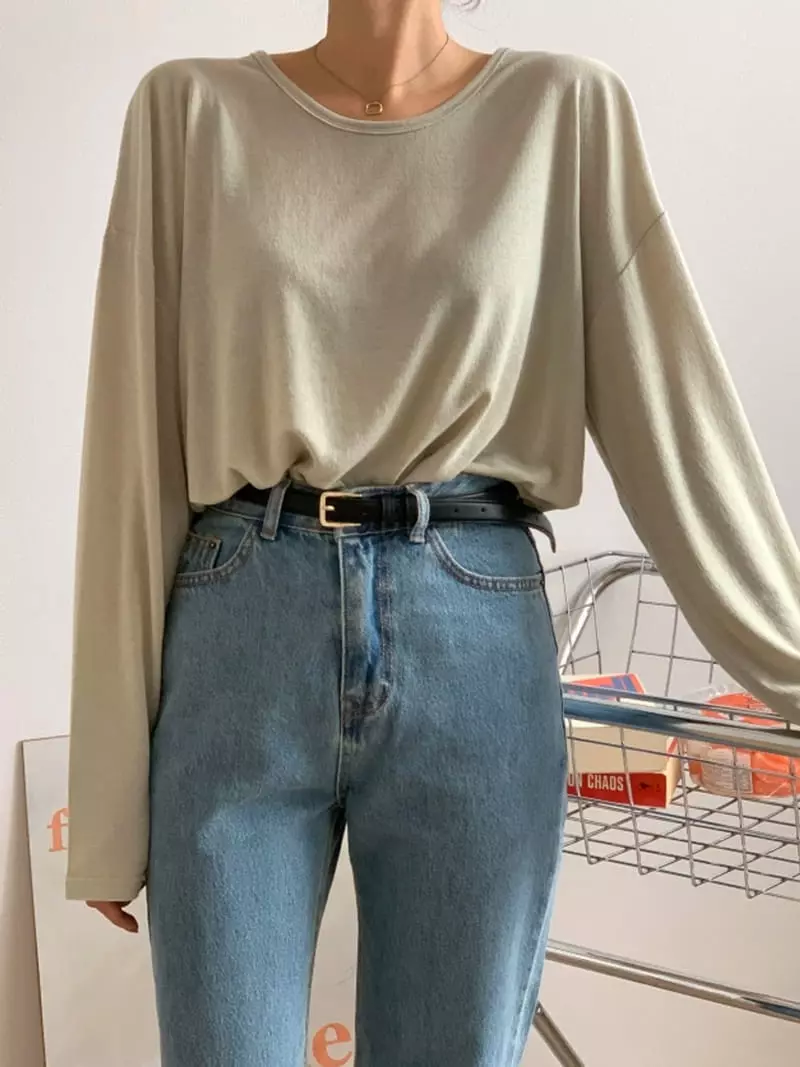 Room698 - Korean Women Fashion - #momslook - Long Sleeves U Neck Tee - 4