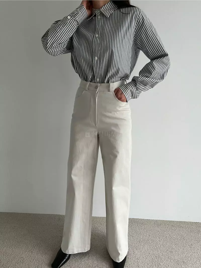 Roomk - Korean Women Fashion - #momslook - Stripes Shirt - 2