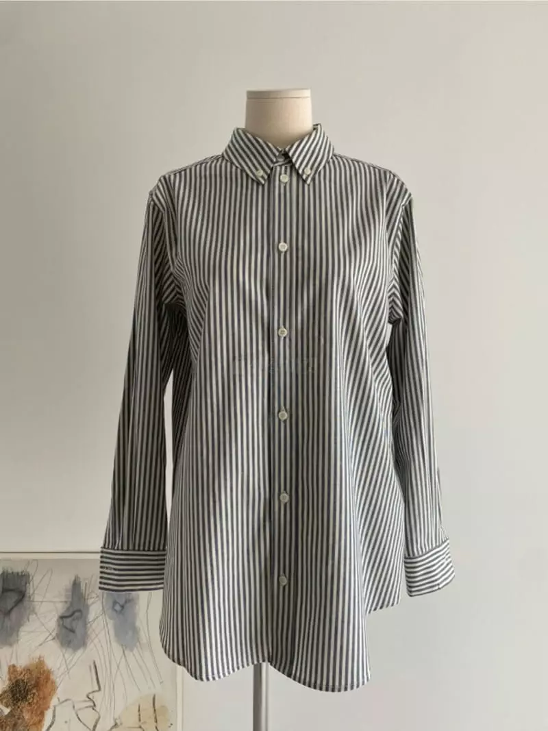 Roomk - Korean Women Fashion - #momslook - Stripes Shirt - 8