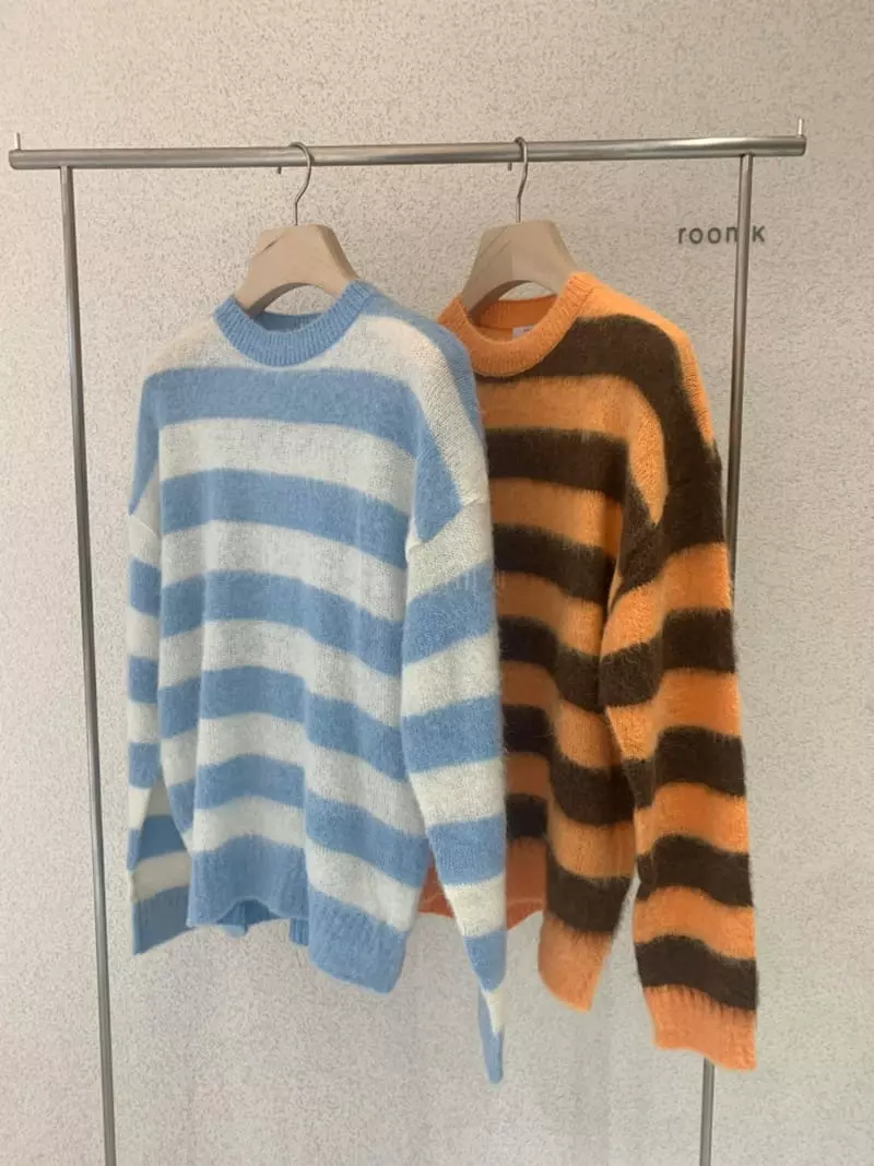 Roomk - Korean Women Fashion - #momslook - Stripes Knit Tee