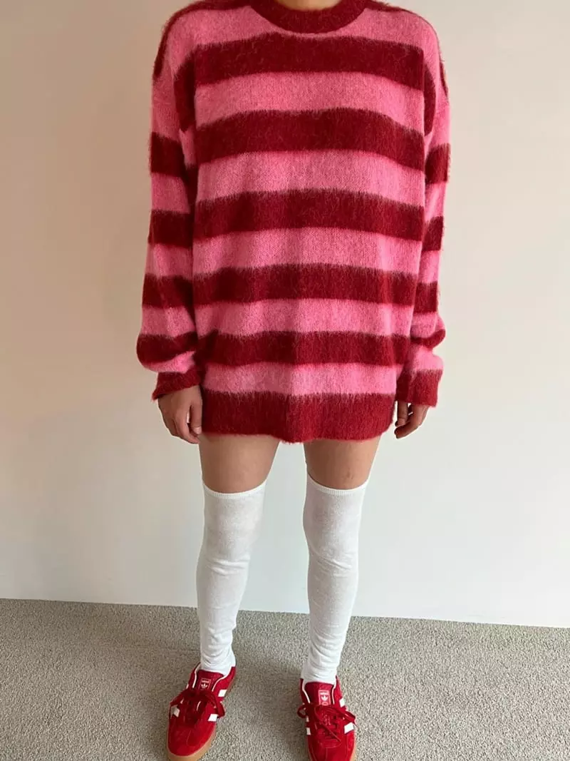 Roomk - Korean Women Fashion - #momslook - Stripes Knit Tee - 5