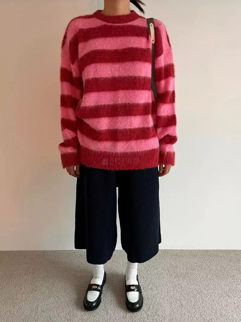 Roomk - Korean Women Fashion - #momslook - Stripes Knit Tee - 7