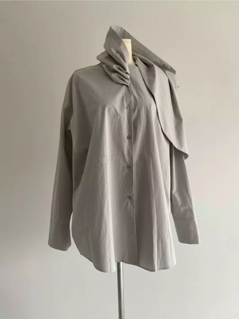 Roomk - Korean Women Fashion - #womensfashion - Scarf Shirt - 12