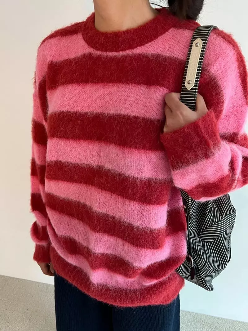Roomk - Korean Women Fashion - #womensfashion - Stripes Knit Tee - 10