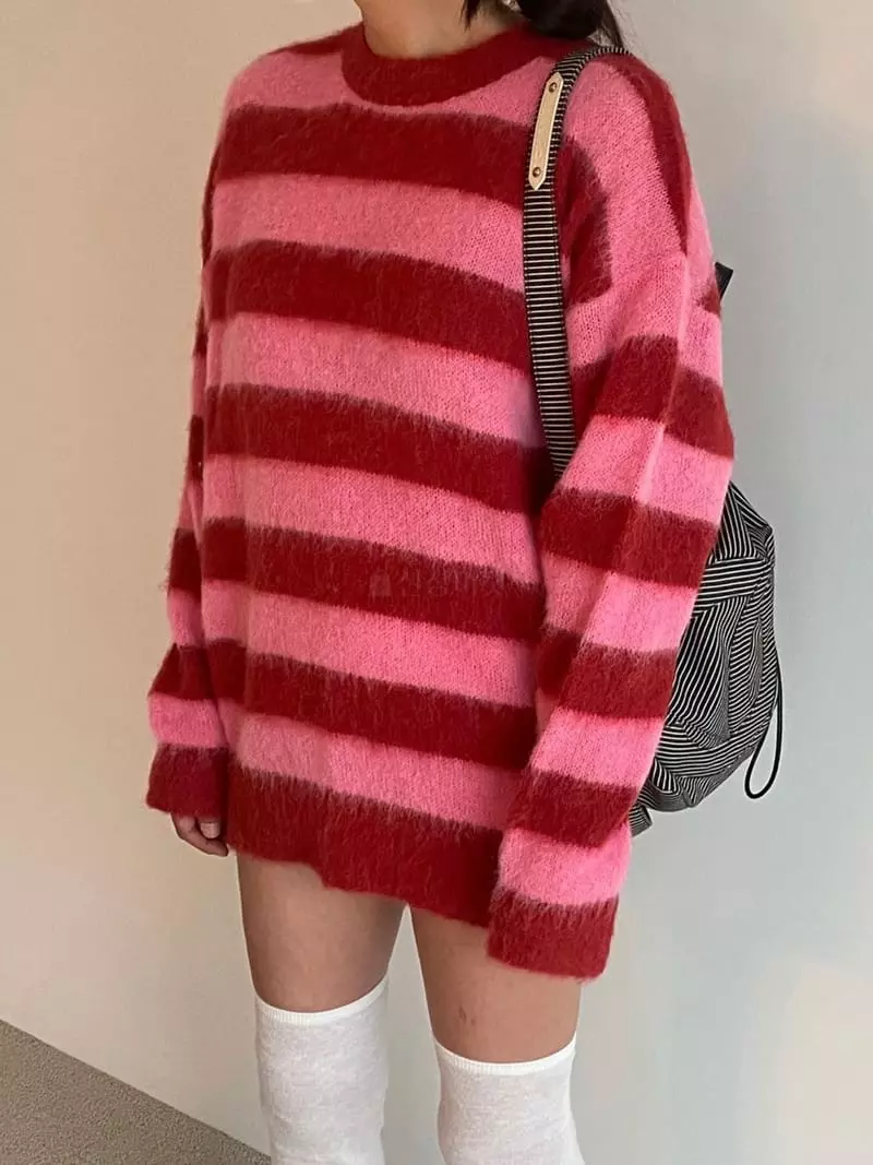 Roomk - Korean Women Fashion - #womensfashion - Stripes Knit Tee - 6