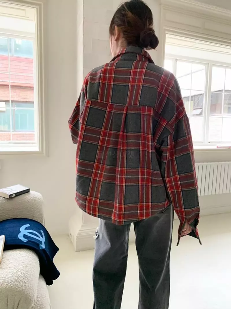 Rooms shop - Korean Women Fashion - #momslook - Crop Check Shirt - 5