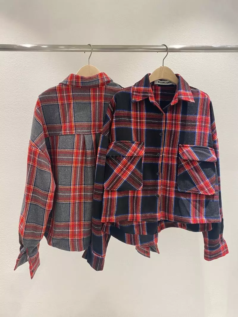 Rooms shop - Korean Women Fashion - #womensfashion - Crop Check Shirt - 12