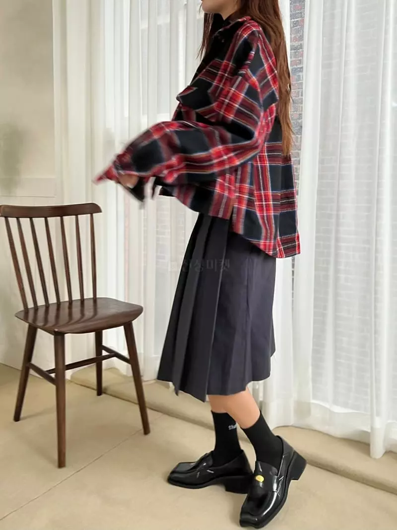 Rooms shop - Korean Women Fashion - #womensfashion - Crop Check Shirt - 8