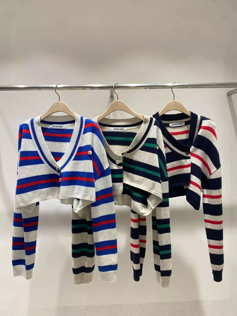 Rooms shop - Korean Women Fashion - #womensfashion - Stripes Knit Cardigan - 2