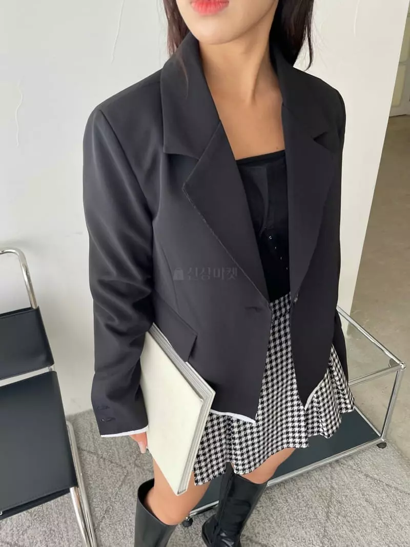 Rooof - Korean Women Fashion - #momslook - Cambel Cutting Jacket - 2