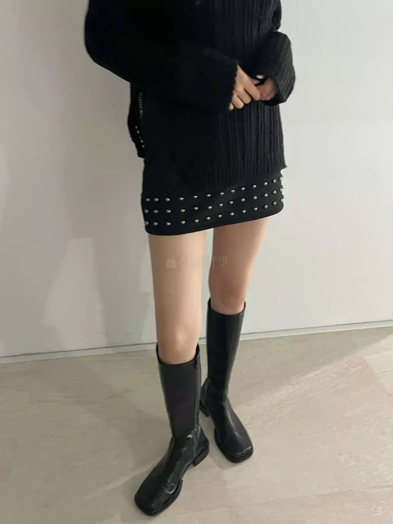 Rooof - Korean Women Fashion - #womensfashion - Stude Skirt - 4