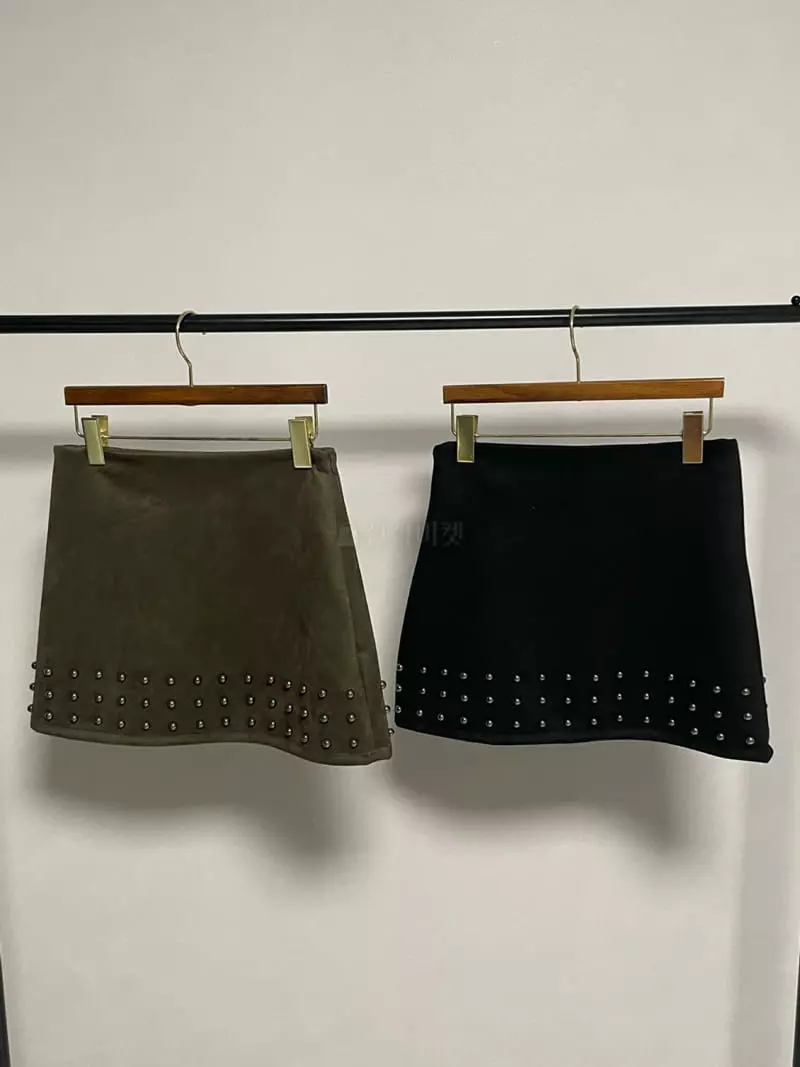 Rooof - Korean Women Fashion - #momslook - Stude Skirt - 6