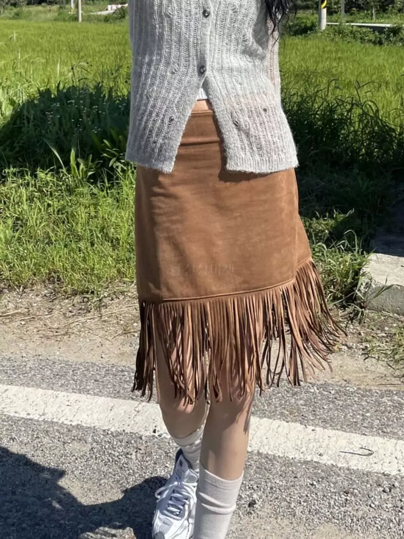 Rooof - Korean Women Fashion - #momslook - Suede Skirt