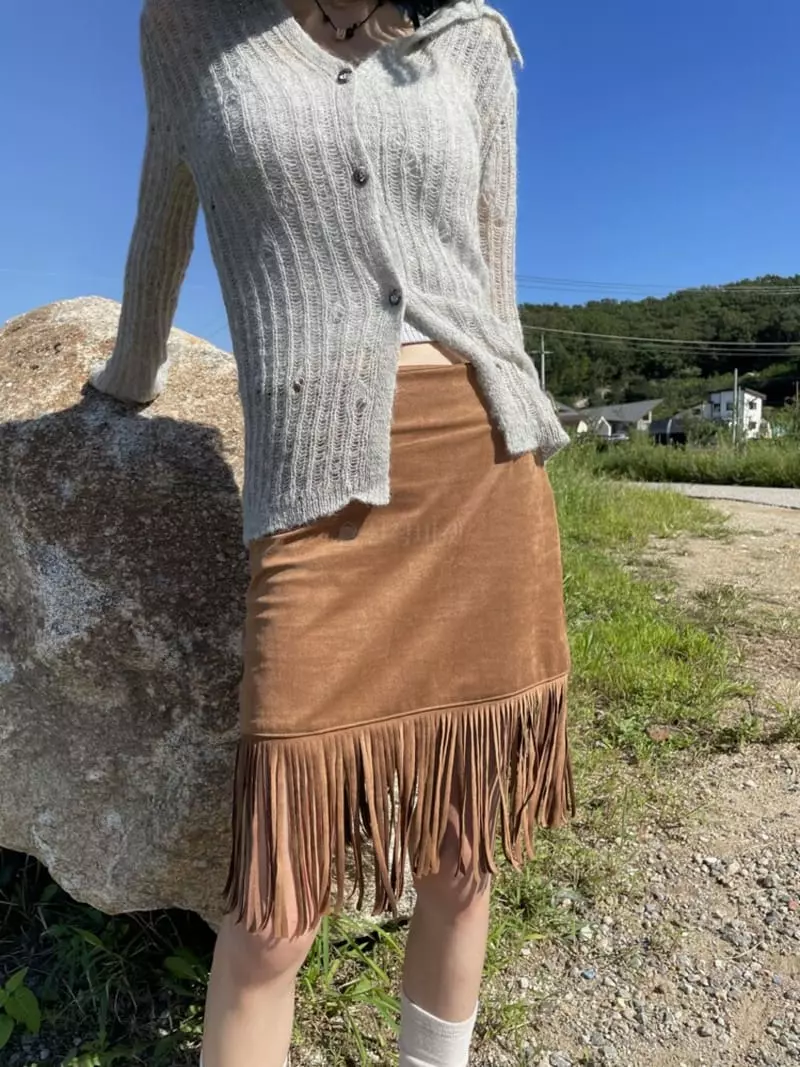 Rooof - Korean Women Fashion - #momslook - Suede Skirt - 5
