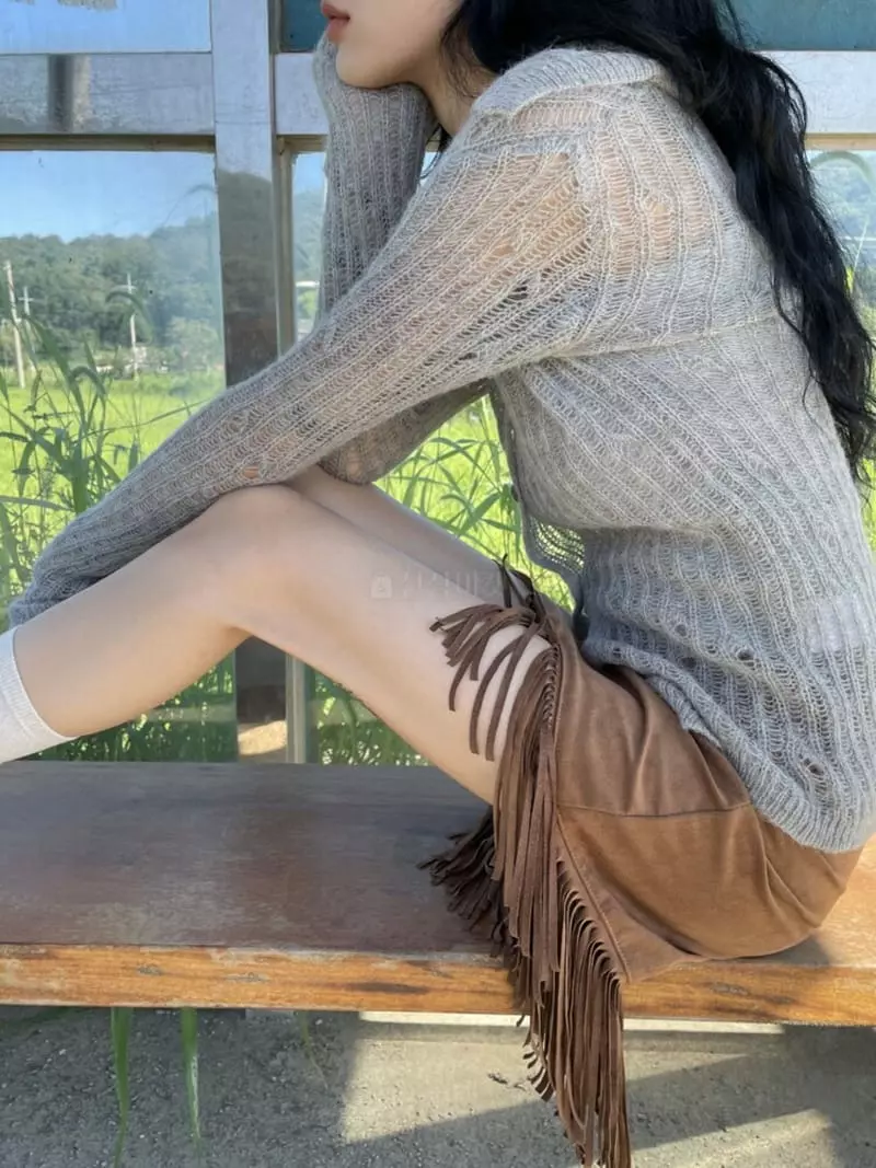 Rooof - Korean Women Fashion - #momslook - Suede Skirt - 7