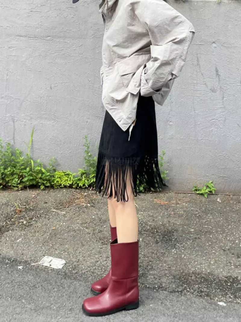 Rooof - Korean Women Fashion - #momslook - Suede Skirt - 9