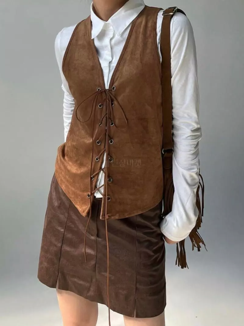Rooof - Korean Women Fashion - #momslook - Vintage Vest - 3