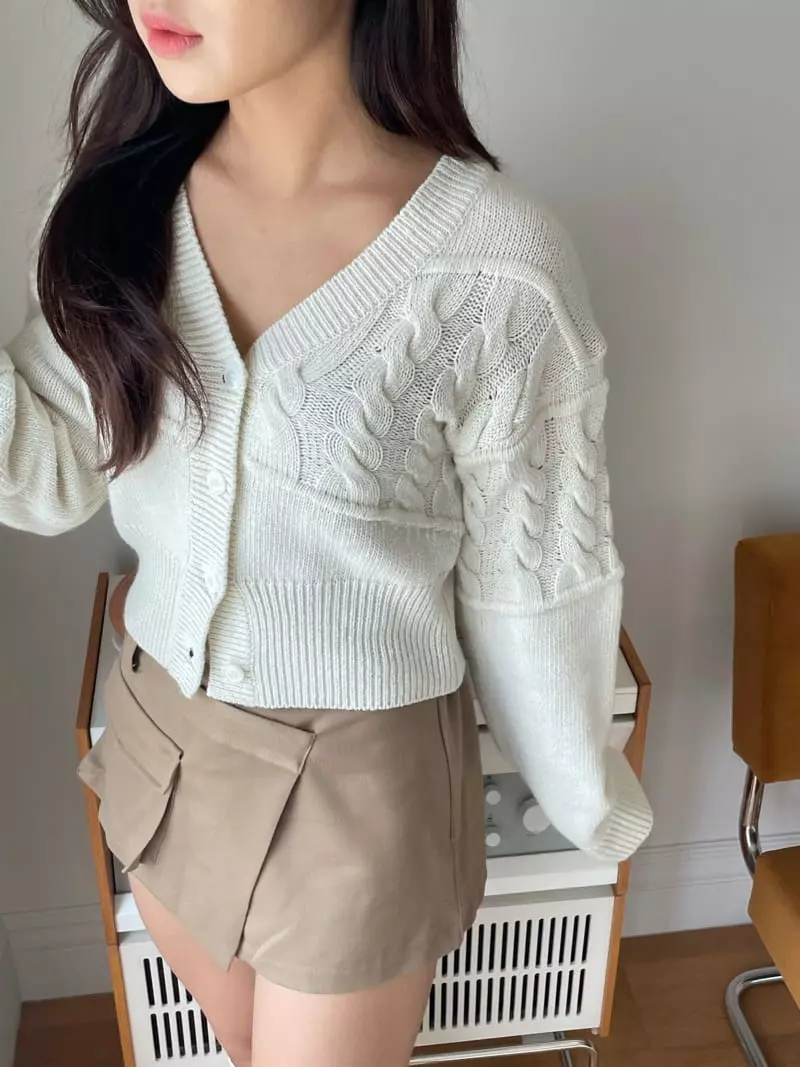 Rooof - Korean Women Fashion - #momslook - Block Knit Cardigan - 2